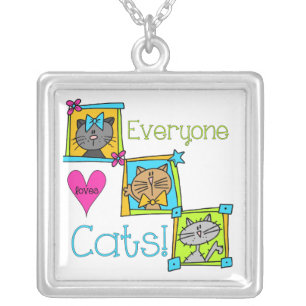 Everyone Loves Cats Silver Plated Necklace