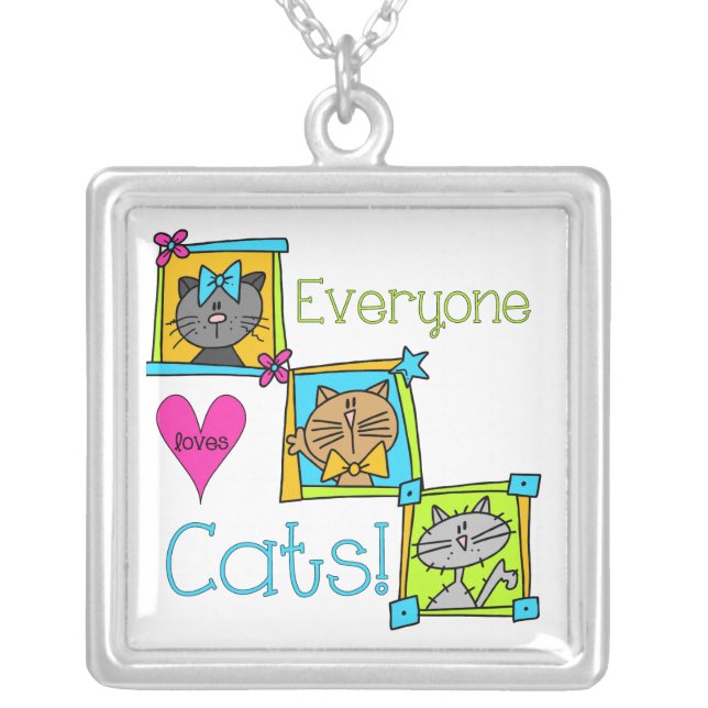 Everyone Loves Cats Silver Plated Necklace (Front)
