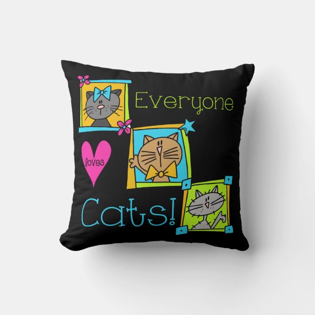 Everyone Loves Cats Throw Pillow (Front)
