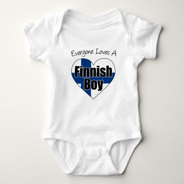 Everyone Loves Finnish Boy Baby Bodysuit (Front)