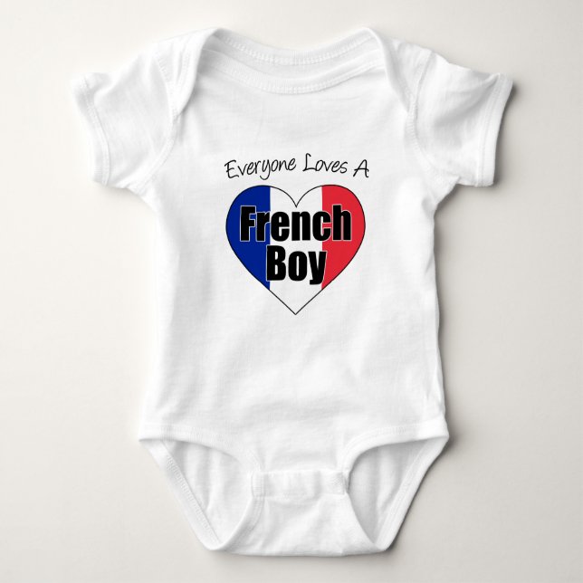 Everyone Loves French Boy Baby Bodysuit (Front)