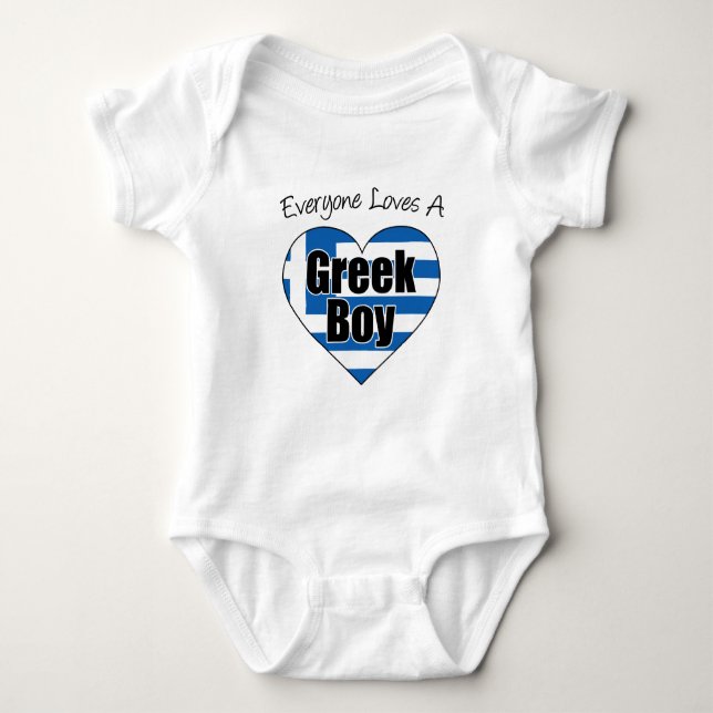 Everyone Loves Greek Boy Baby Bodysuit (Front)