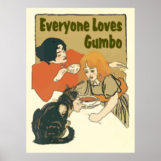 Everyone Loves Gumbo Vintage Cat Sign