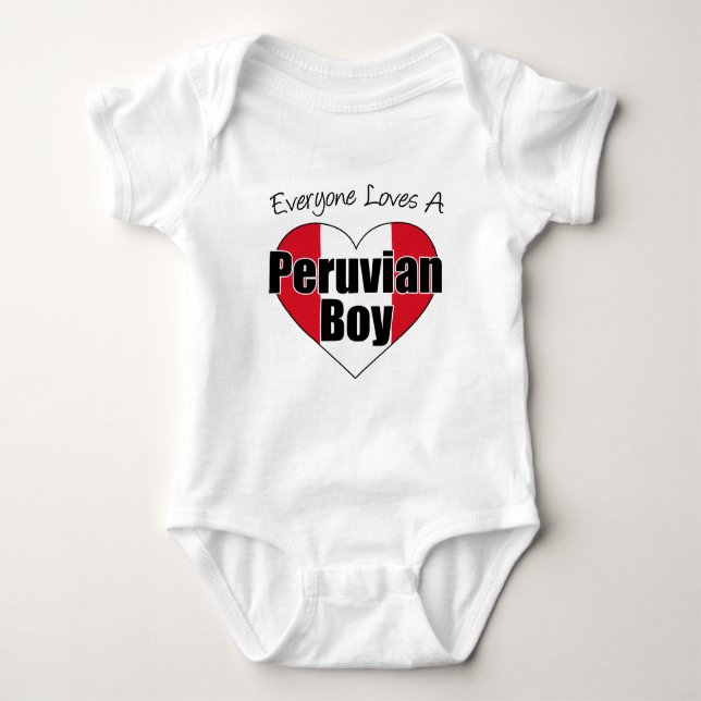 Everyone Loves Peruvian Boy Baby Bodysuit (Front)