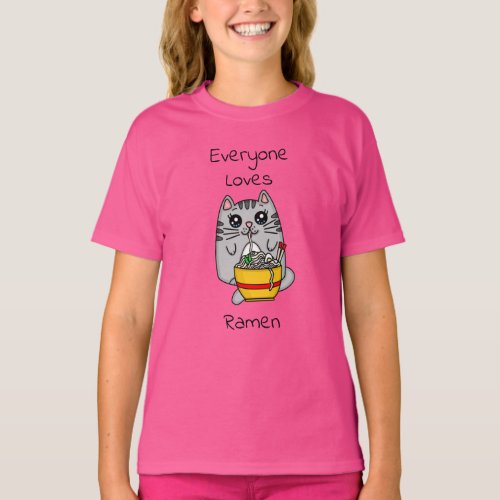 Everyone Loves Ramen  Funny Cat Pun   T_Shirt