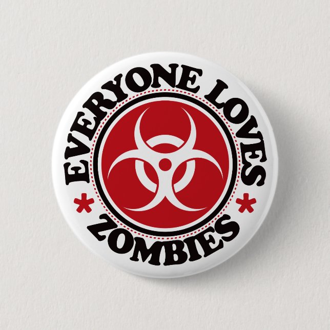 Everyone Loves Zombies - Red Pinback Button (Front)