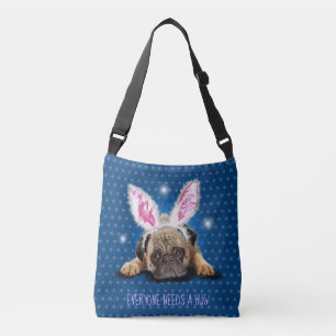 Everyone needs a hug. Pug cross body tote bag