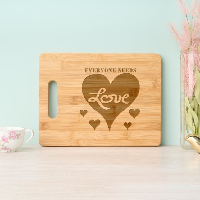 Everyone Needs Love Hearts Engraved Cutting Board (Upright)