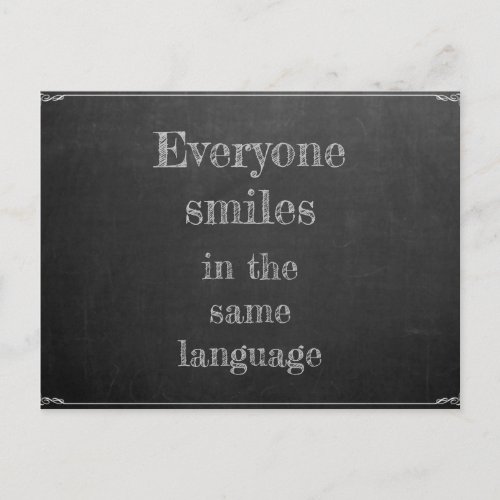 Everyone smiles in the same language postcard