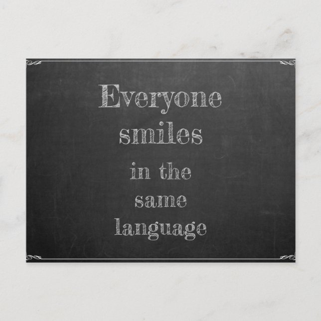 Everyone smiles in the same language postcard (Front)