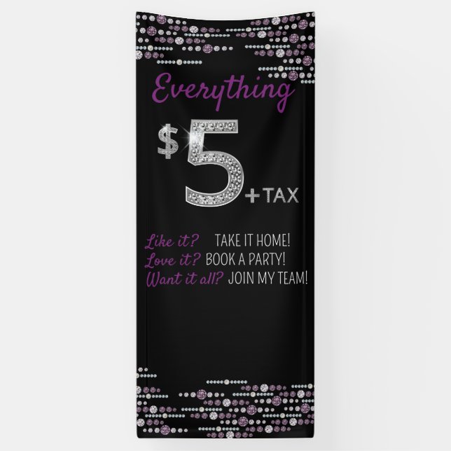 Everything $5 Jewelry- Event Show banner- Purple Banner (Vertical)