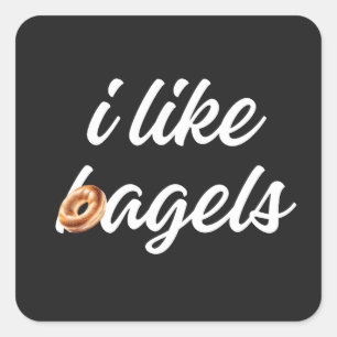Everything bagel lovers i like bagels minimalist square sticker