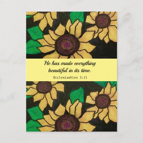 Everything Beautiful Sunflowers Bible Quote Postcard