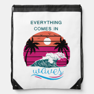 Everything Comes in Waves Drawstring Bag
