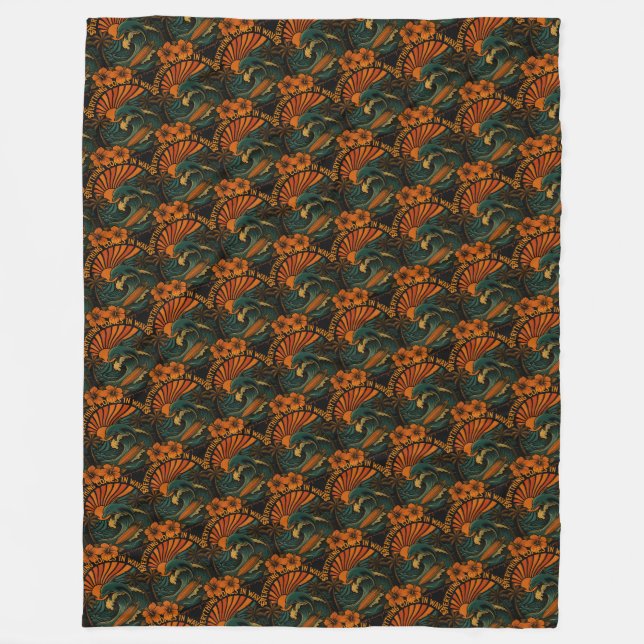 Everything Comes In Waves Retro Fleece Blanket (Front)