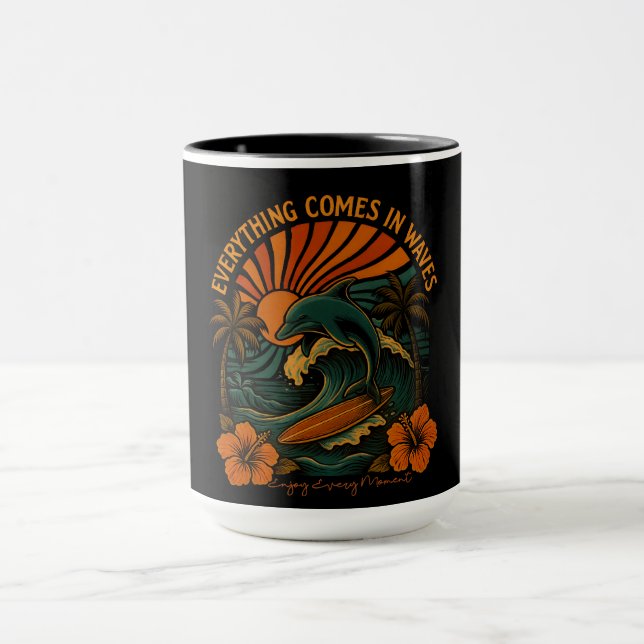 Everything Comes In Waves Retro Mug (Center)