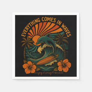 Everything Comes In Waves Retro Napkins
