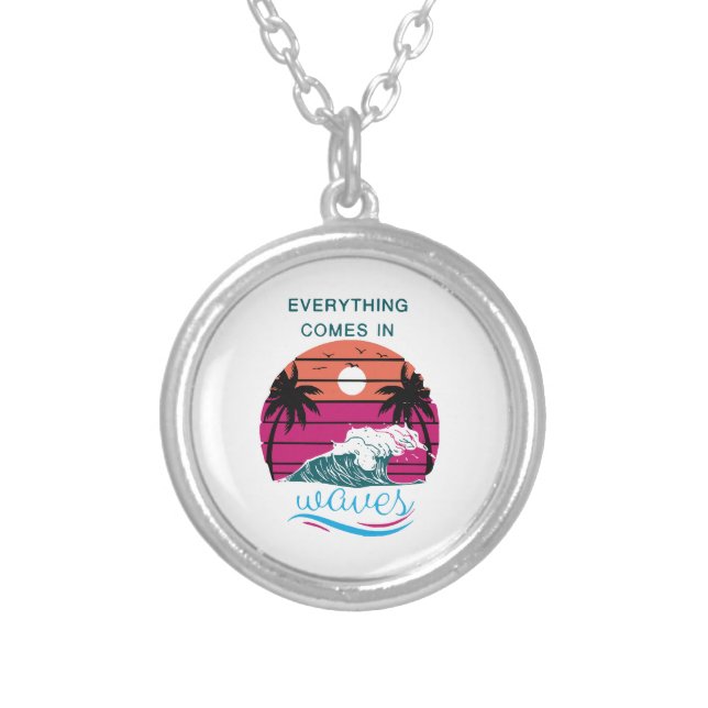 Everything Comes in Waves Silver Plated Necklace (Front)