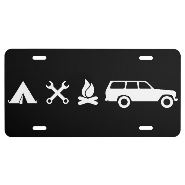 Everything FJ60 Icon License Plate - Black (Front)