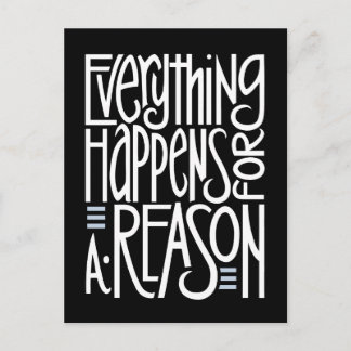 Everything Happens Black Postcard