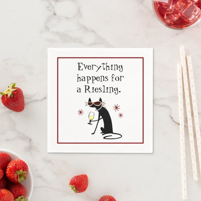 Everything Happens for a Riesling Wine Pun Napkins (Insitu)