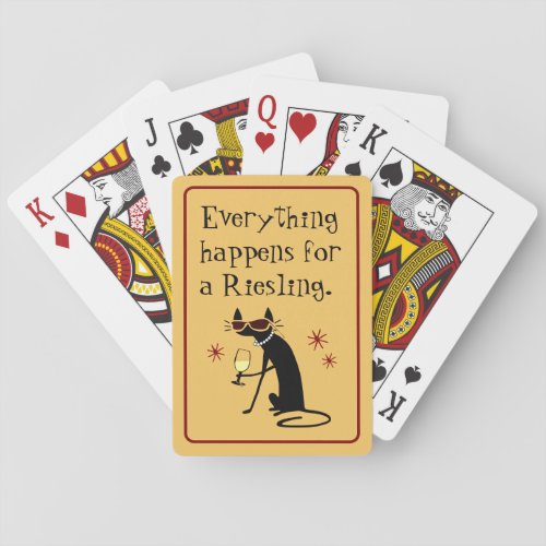 Everything Happens for a Riesling Wine Pun Poker Cards