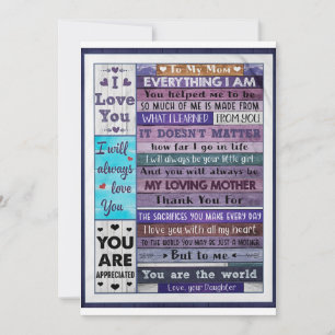 Everything I Am U Helped Me To Be-Daughter To Mom Invitation