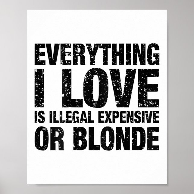 Everything I Love Is Illegal Expensive Or Blonde  Poster (Front)