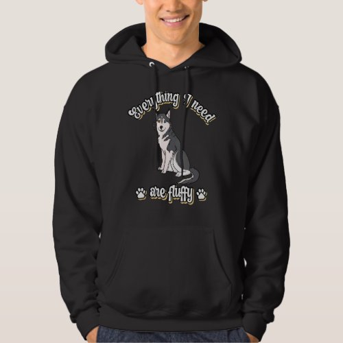 Everything I need are fluffy cute dogs Gray Siberi Hoodie