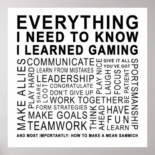 Everything I Need I Learned Gaming Modern Poster