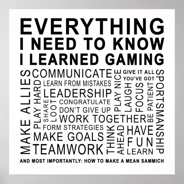 Everything I Need I Learned Gaming Modern Poster (Front)