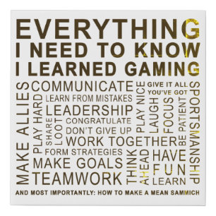 Everything I Need I Learned Gaming Vintage Faux Canvas Print