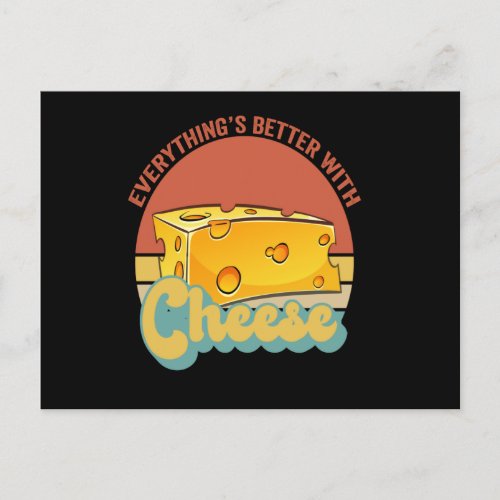Everything is Better With Cheese Funny Vintage Postcard