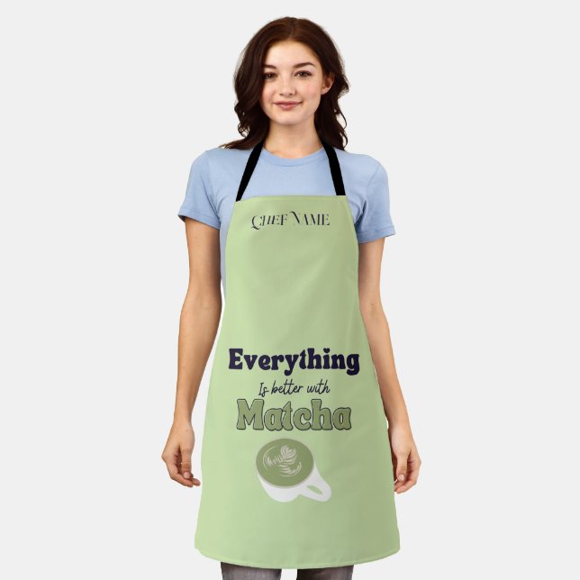 Everything is better with matcha ,Matcha Green Tea Apron (Worn)