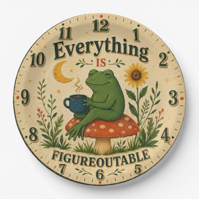 Everything Is Figureoutable Frog Paper Plates (Front)