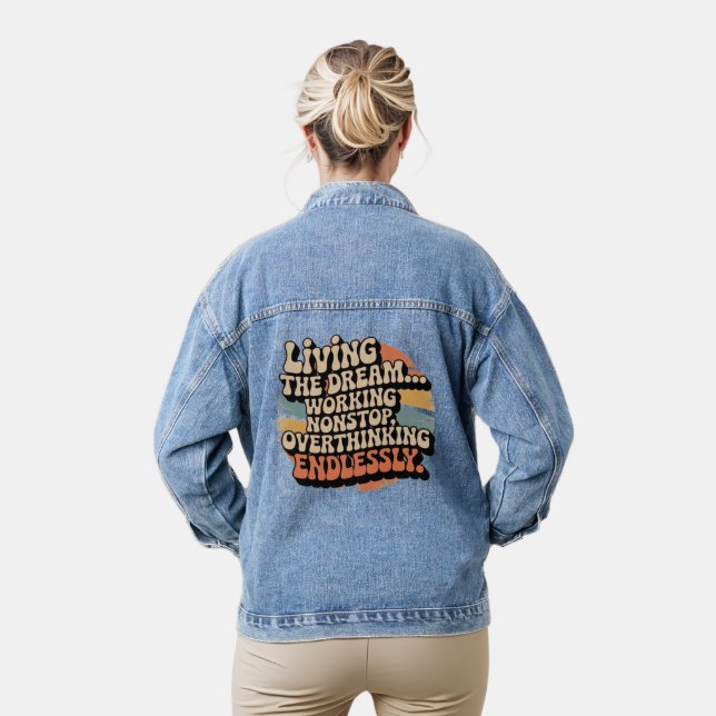 Everything is Fine Anxiety Denim Jacket (Model)