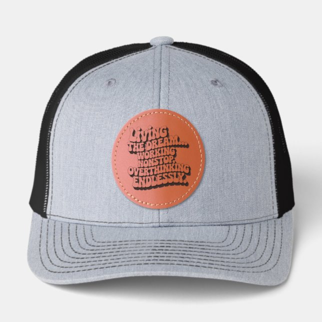 Everything is Fine Anxiety Leather Patch Hat (Front)