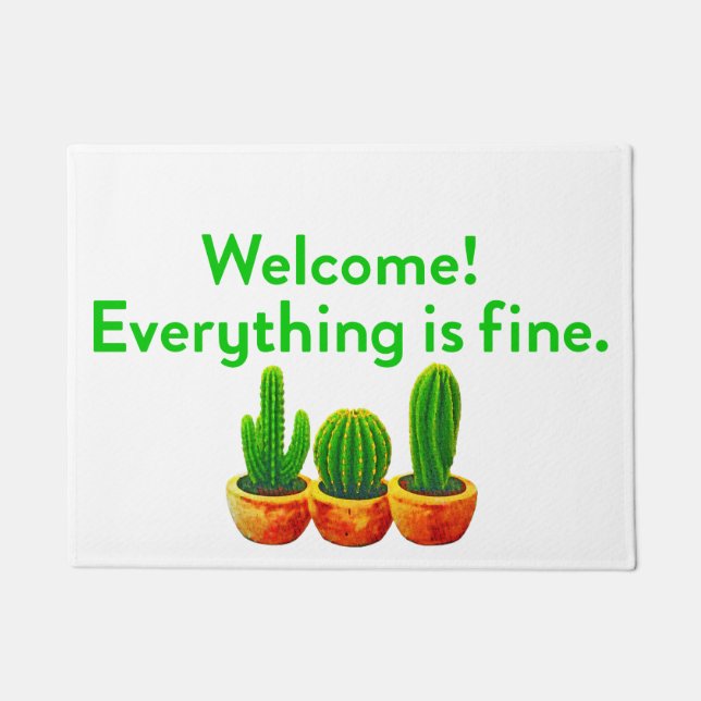 Everything is Fine Cactus Doormat (Front)