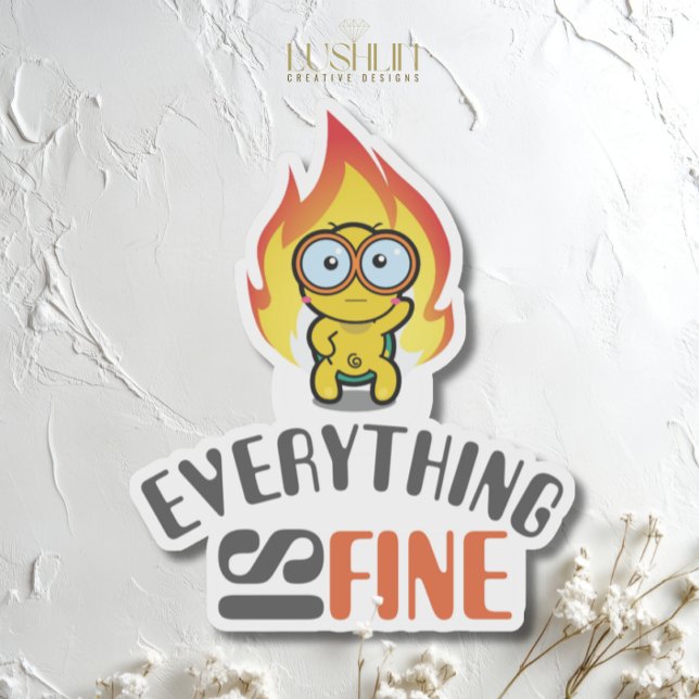 Everything Is Fine dry humor Turtle Illustration Sticker (Creator Uploaded)