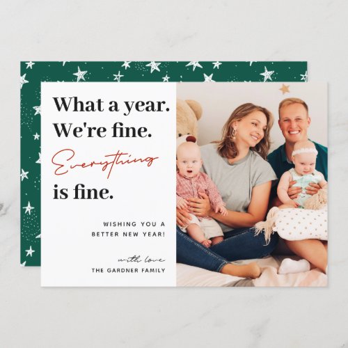 Everything is Fine Family Photo Holiday Card