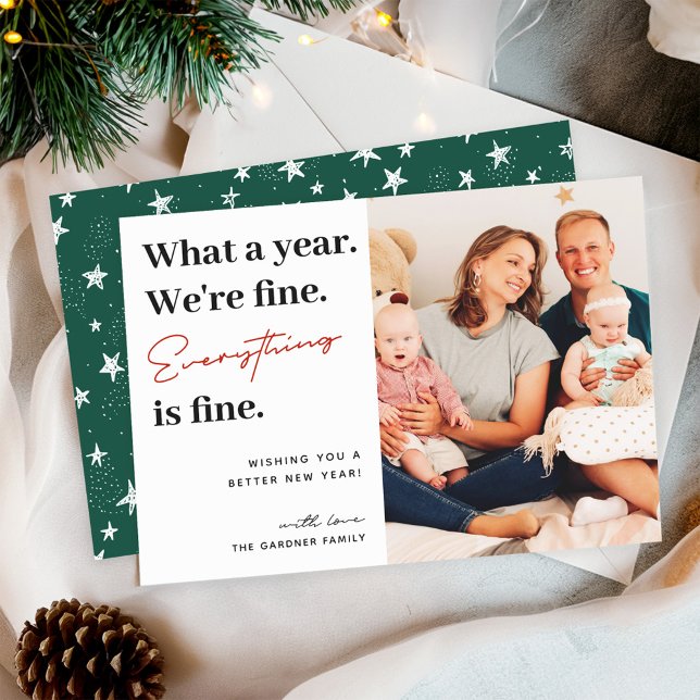 Everything is Fine Family Photo Holiday Card (Creator Uploaded)