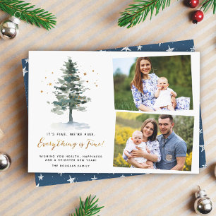 Everything is Fine Funny Xmas Quote 2 Photo Holiday Card