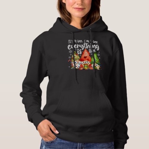 Everything Is Fine Gnomes Christmas Lights Hoodie
