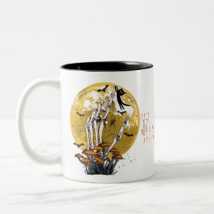 Everything Is Fine Halloween Skeleton Black Cat Two-Tone Coffee Mug