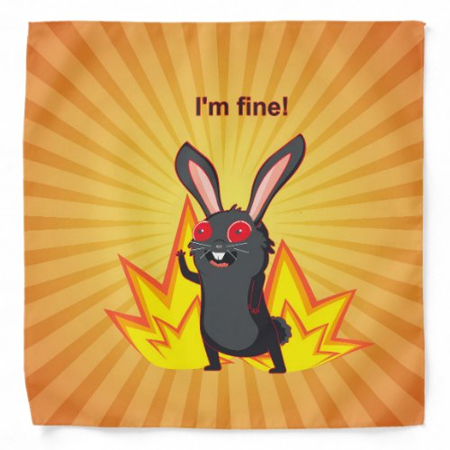 Everything is fine meme with black rabbit bandana