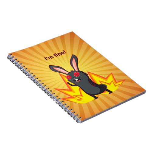 Everything is fine meme with black rabbit notebook