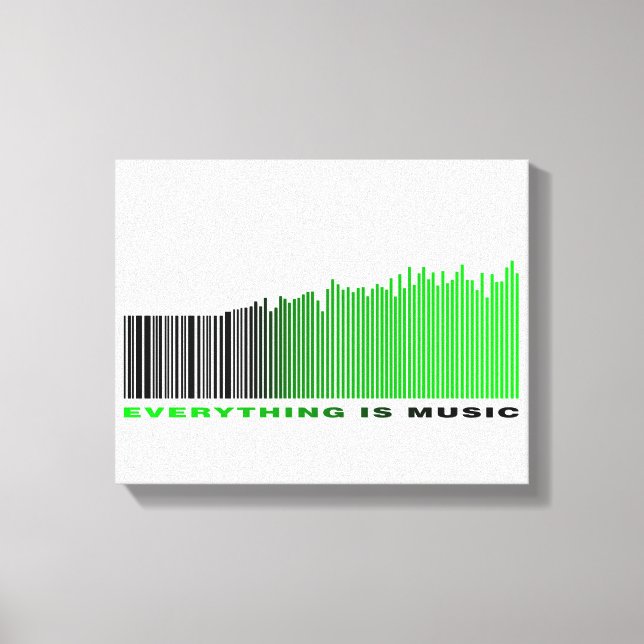 Everything is Music Green Text Barcode Song Player Canvas Print (Front)