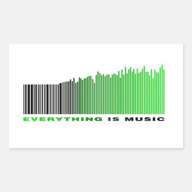 Everything is Music Green Text Barcode Song Player Rectangular Sticker (Front)