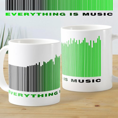 Everything is Music Text Green Barcode Song Player Coffee Mug