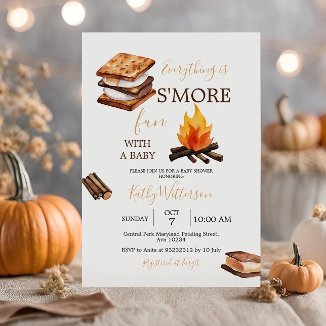 Everything Is S'more Fun Campfire With Baby Shower Invitation (Creator Uploaded)
